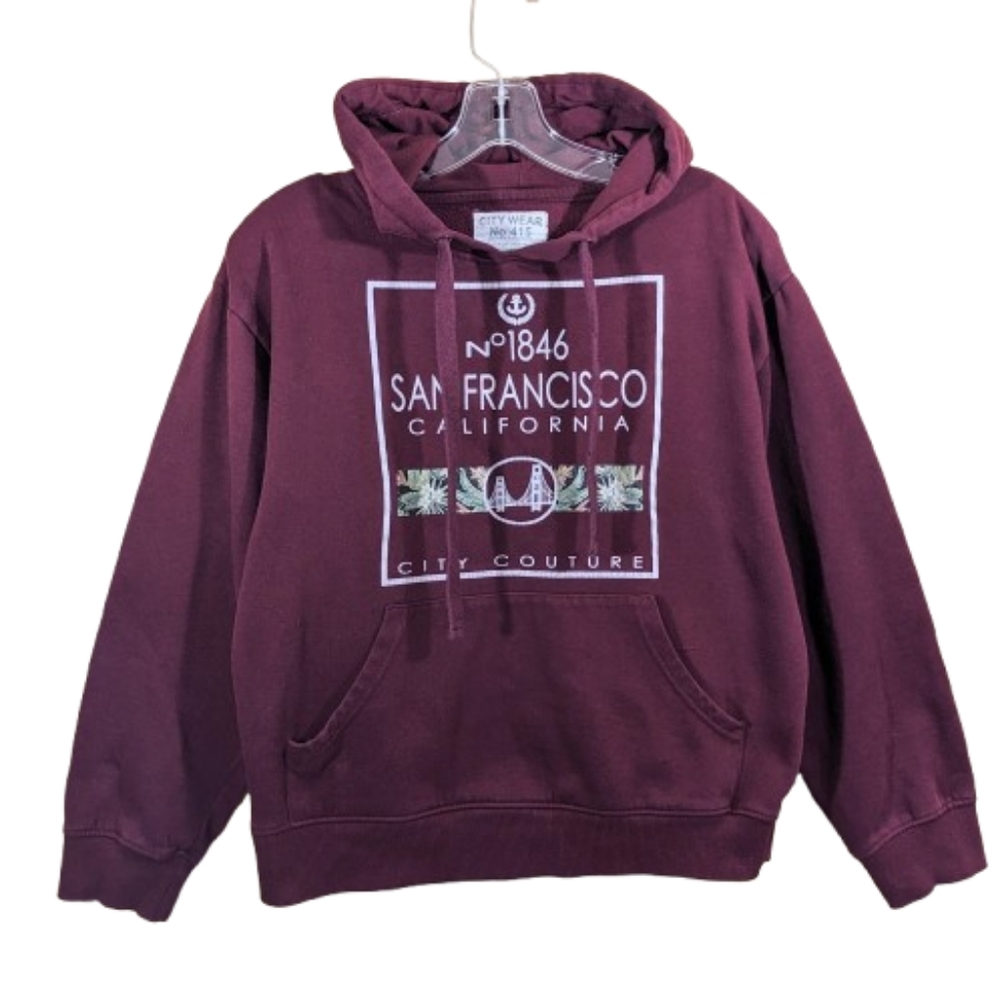 City Wear No. 415 San Francisco CA Hoodie Sweatshirt Graphic Black Cherr…